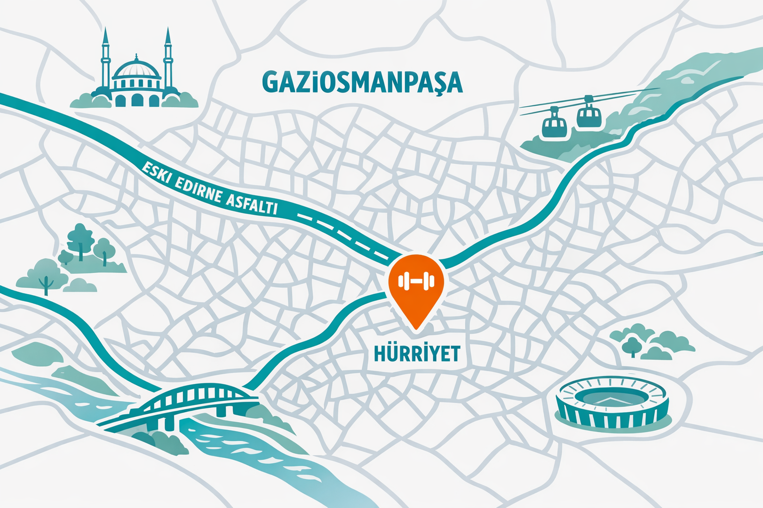 FitAile Spor Merkezi'nin Gaziosmanpasa'daki konumunu gosteren harita