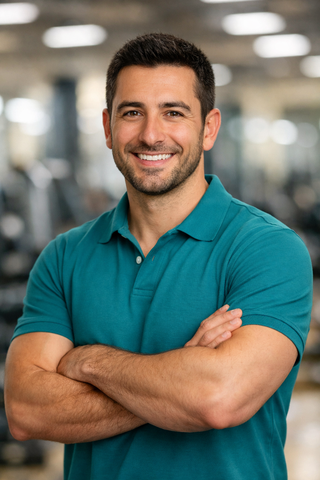 Egitmen Mehmet Yilmaz gulumseyerek poz veriyor